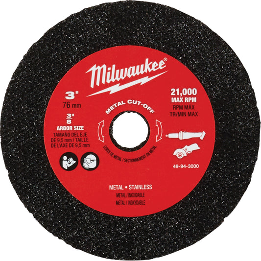 Metal Cut Off Wheel, 3" x 0.04", 3/8" Arbor