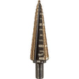 Step Drill Bit, 3/16"/#4 - 7/8"/#4 , 1/32" Increments, High Speed Cobalt