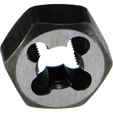 Drillco® Hex Rethreading Die, 19/32" Dia., 1/4"-28 Thread, Carbon Steel