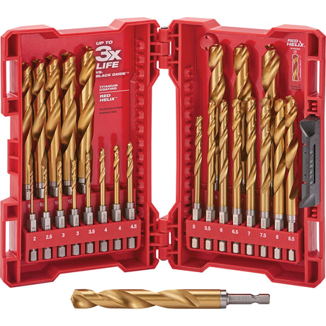 Shockwave™ Red Helix™ Metric Drill Bit Set, 25 Pieces, Titanium