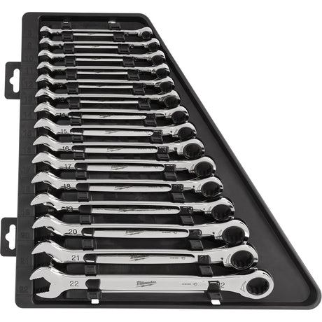 Ratcheting Wrench Set, Combination, 15 Pieces, Metric
