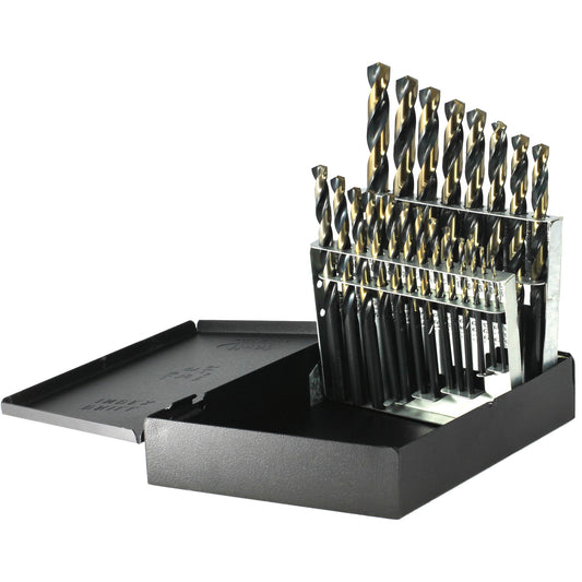 Drillco® Jobber Length Drill Bit Set, 21 Pieces, High Speed Steel