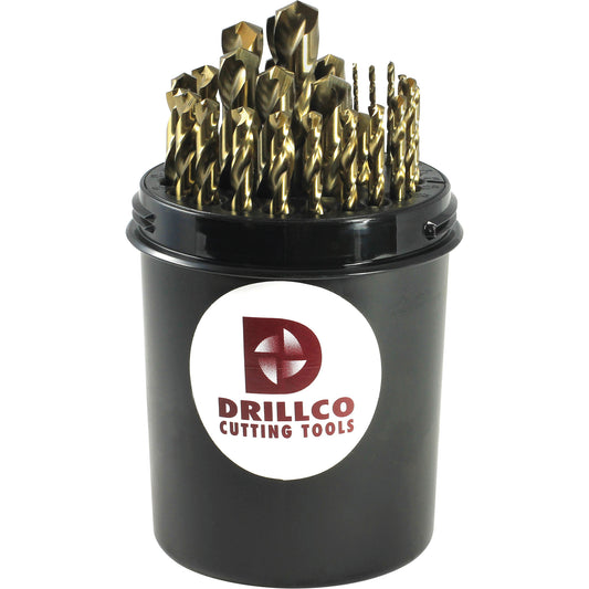 Drillco® Imperial Drill Pal Jobber Length Drill Bit Set, 29 Pieces, Cobalt