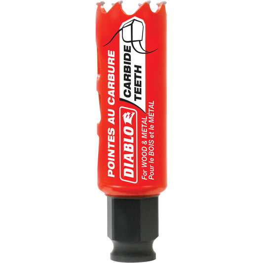 Wood & Metal Hole Saw, 1", 2-3/8" Depth of Cut, Carbide