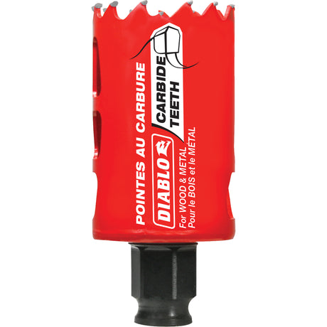 Wood & Metal Hole Saw, 1-5/8", 2-3/8" Depth of Cut, Carbide