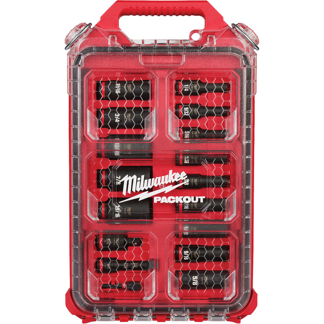 Shockwave Impact Duty™ Packout™ SAE Socket Set, 17 Pcs, Impact, 3/8" Drive Size, Deep