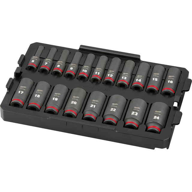 Shockwave Impact Duty™ Packout™ Socket Set, 19 Pcs, Impact, 3/8" Drive Size, Deep