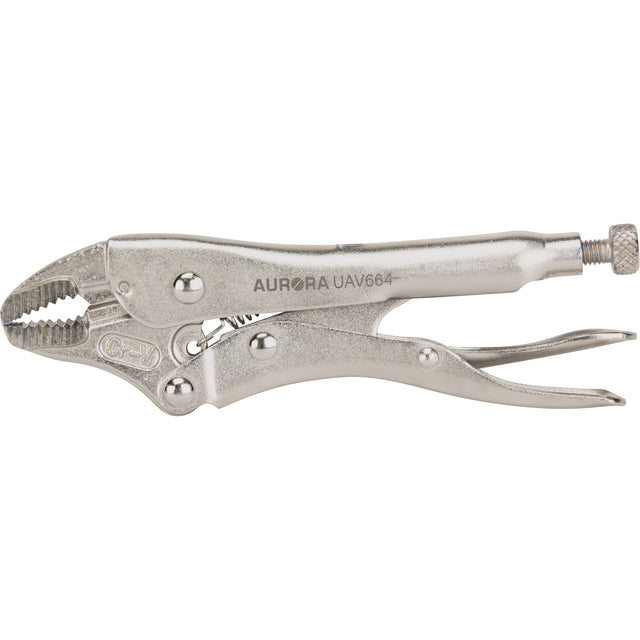 Locking Pliers with Wire Cutter, 5" Length, Curved Jaw