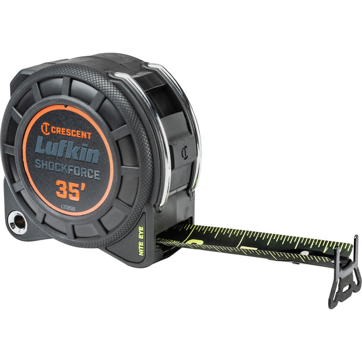 Shockforce Nite Eye Measuring Tape, 1-3/16" x 35', Imperial Graduations