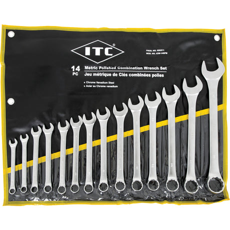 ICW-14PM Polished Wrench Set, Combination, 14 Pieces, Metric