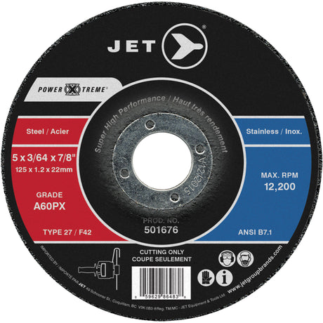 A60PX Power-Xtreme Cut-Off Wheel, 5" x 3/64", 7/8" Arbor, Type 27, 12200 RPM