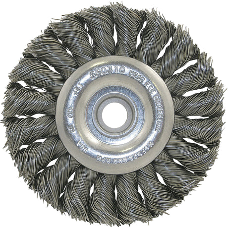 3K114 Unthreaded Knot Twisted Wire Wheel, 3-1/4" Dia., 0.014" Fill, 3/8"-1/2 Arbor