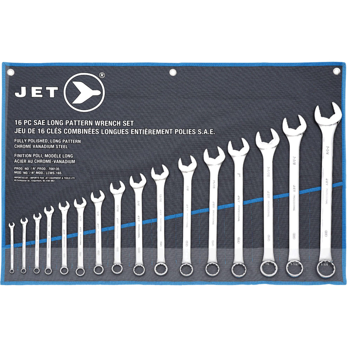 LCWS-16S Long Pattern Combination Wrench Sets, Combination, 16 Pieces, Imperial