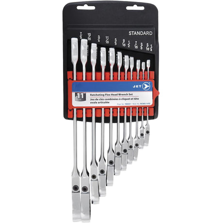 RCWS-11FS Flex Head Wrench Sets, Combination/Flex Head, 11 Pieces, Imperial