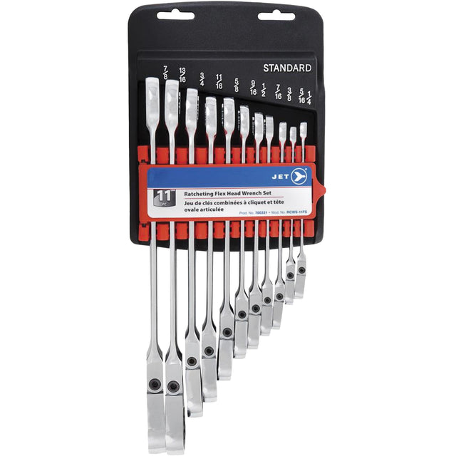 RCWS-11FS Flex Head Wrench Sets, Combination/Flex Head, 11 Pieces, Imperial