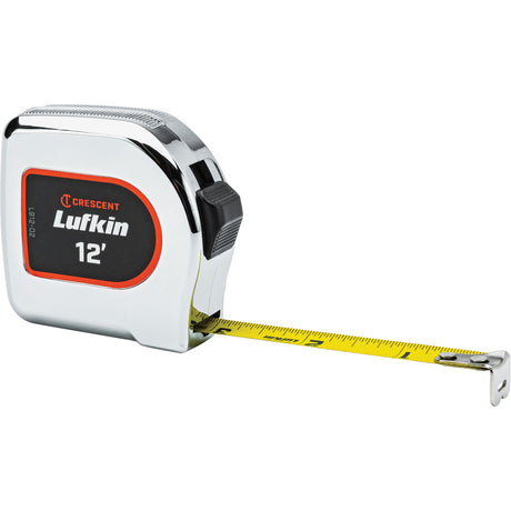 Legacy Chrome Case Yellow Clad Tape Measure, 1/2" x 12', Imperial Graduations