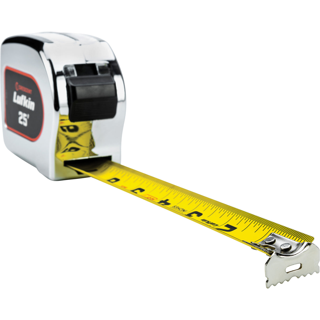 Legacy Chrome Case Yellow Clad Tape Measure, 1" x 16'/5 m, Imperial & Metric Graduations