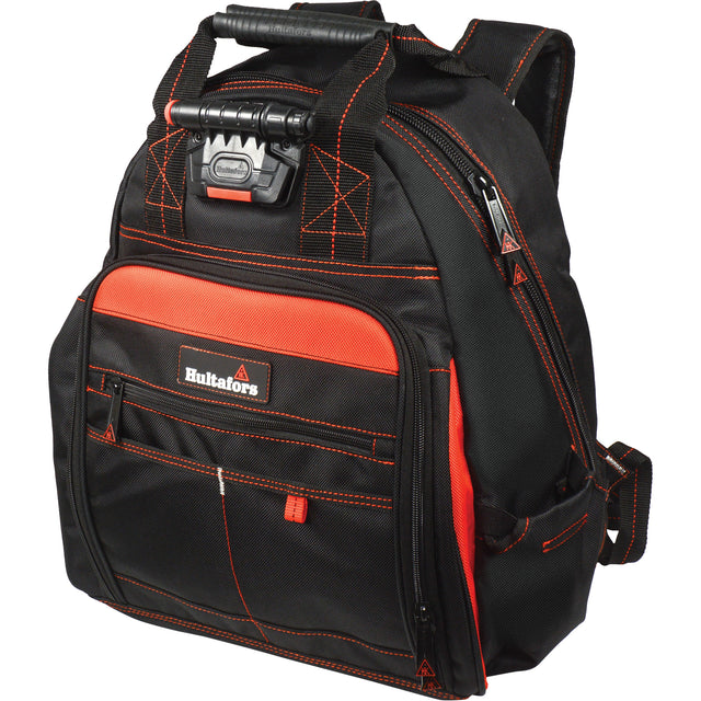 Lighted Tool Backpack, Black/Orange, Ballistic/Polyester