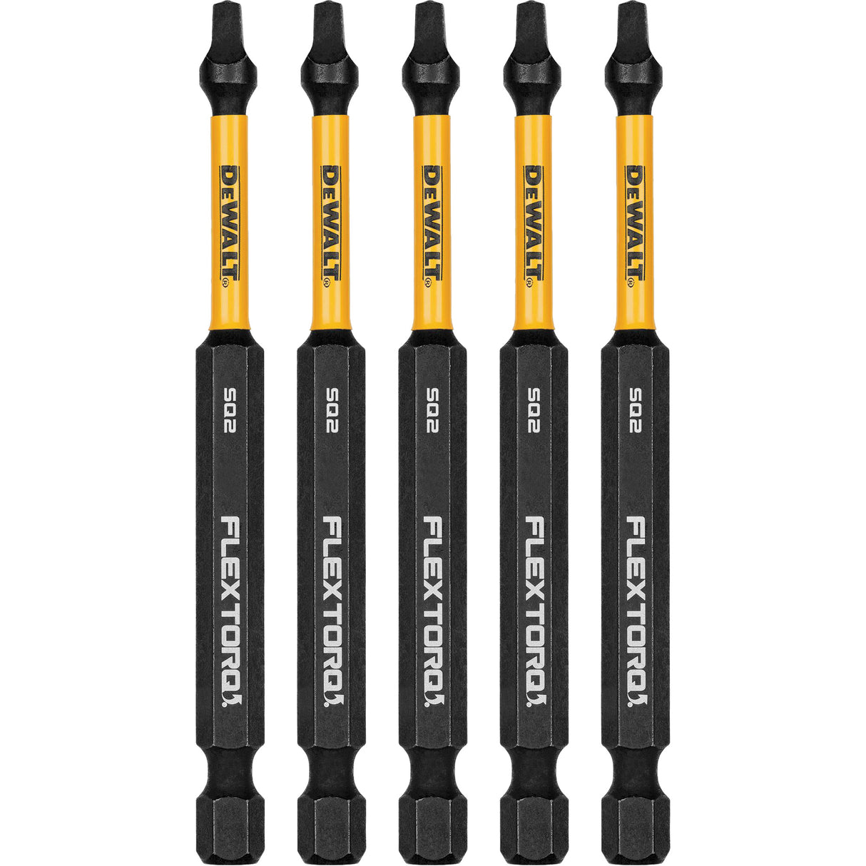 5-Piece FLEXTORQ® Impact Screwdriving Bits, Square, #2, 1/4" Drive