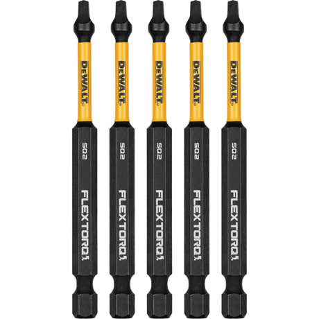 5-Piece FLEXTORQ® Impact Screwdriving Bits, Square, #2, 1/4" Drive