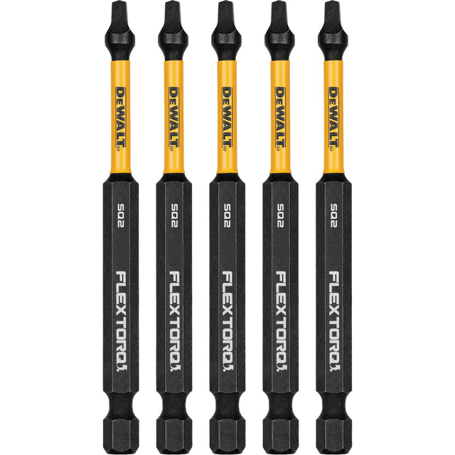 5-Piece FLEXTORQ® Impact Screwdriving Bits, Square, #2, 1/4" Drive