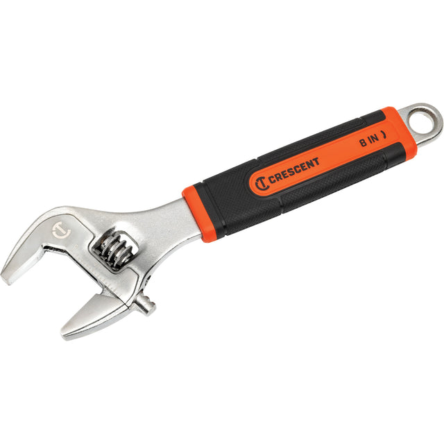 Adjustable Wrench, 8" L, 2-1/5"/31 mm Max Width, Chrome/Polished