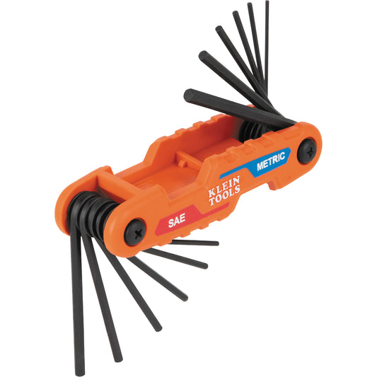 Compact Folding Hex Key Set, 12 Pcs., Metric & Imperial