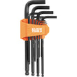 L-Style Long Ball-End Hex Key Set, 10 Pcs., Metric