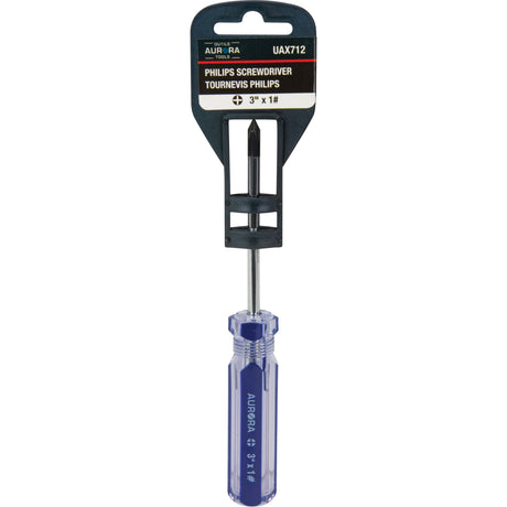 Blue Transparent Striped Philips Screwdriver, #1, Plastic Handle