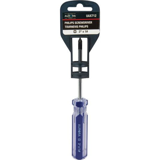 Blue Transparent Striped Philips Screwdriver, #1, Plastic Handle