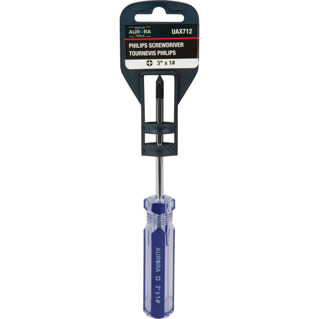 Blue Transparent Striped Philips Screwdriver, #1, Plastic Handle