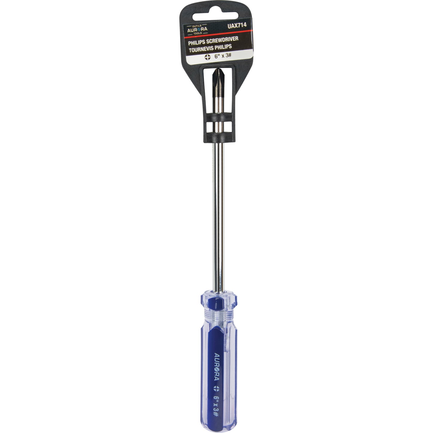 Blue Transparent Striped Philips Screwdriver, #3, Plastic Handle