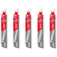 TORCH™ 5-Pack with Carbide Teeth for Medium Metal, Carbide, 10 TPI, 6" L x 1" W
