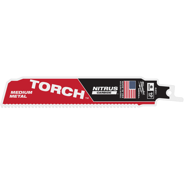 TORCH™ with NITRUS CARBIDE™ Teeth for Medium Metal, Carbide, 10 TPI, 6" L x 1" W