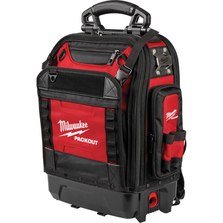 PackOut™ Structured Backpack, 9-1/2" L x 18" W, Black/Red, Polyester