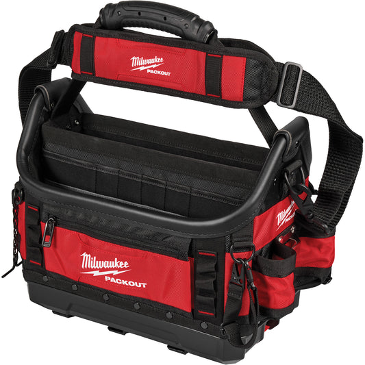 PackOut™ Structured Tote, Polyester, 39 Pockets, Black/Red