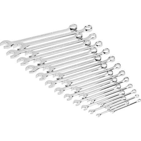 12-Point Long Pattern Combination Metric Wrench Set in Foam Storage Tray, Open-Ended, 24 Pieces, Metric