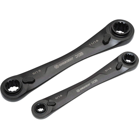 X6™ 4-in-1 Black Oxide Spline Ratcheting SAE Wrench Set, 2 Pieces, Imperial