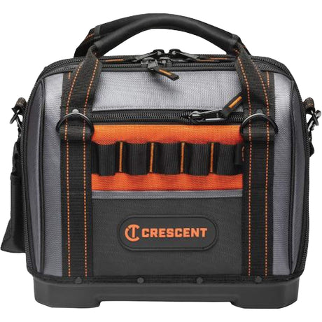 14" Tradesman Closed Top Tool Bag, Polyester, 32 Pockets, Black/Grey
