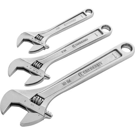 Wrench Set, Adjustable, 3 Pieces, Imperial and Metric