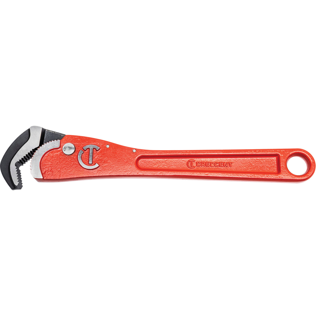Self-Adjusting Pipe Wrench, 1-1/2" Jaw Capacity, 12" Long, Powder Coated Finish, Non-Ergonomic Handle