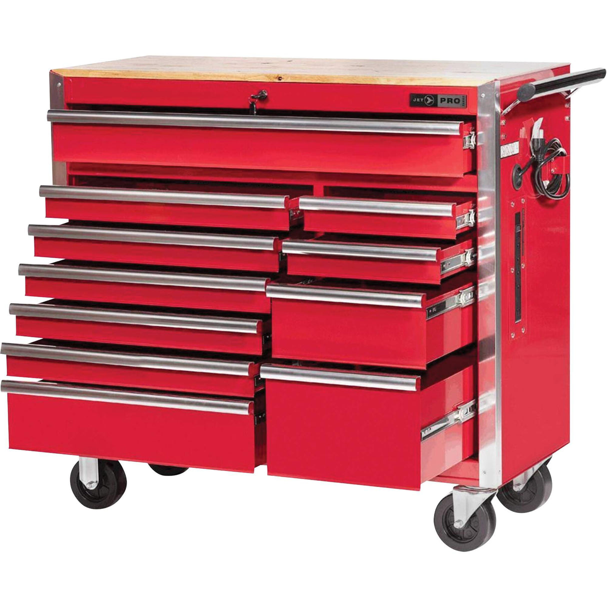 PRC4211 Pro Series Roller Cabinet, 11 Drawers, 42" W x 18" D x Red