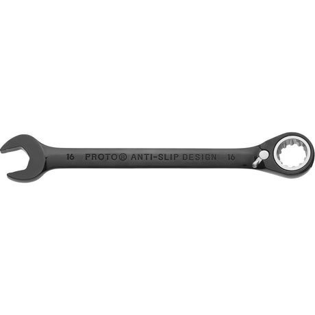 Metric Spline Combination Reversible Ratcheting Wrench, Black/Chrome Finish