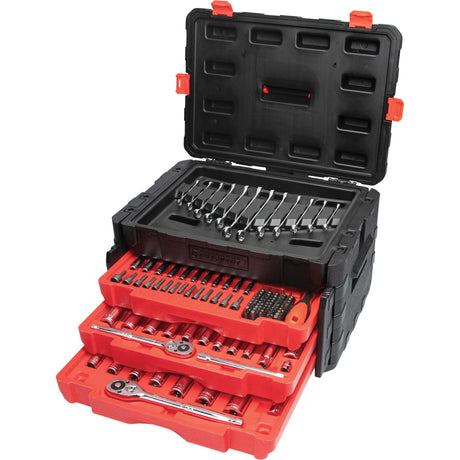 1/4", 3/8" & 1/2" Mechanics Hand Tool Set with 3-Drawer Storage Case, 229 Pieces