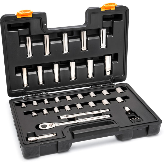 3/8” Drive 72-Tooth, 12-Point Drive Mechanics Tool Set, 36 Pieces