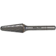 Hard Alloy Cone Carbide Burr, 1/2" Dia., 1/4" Shank, 1-1/8" Depth of Cut