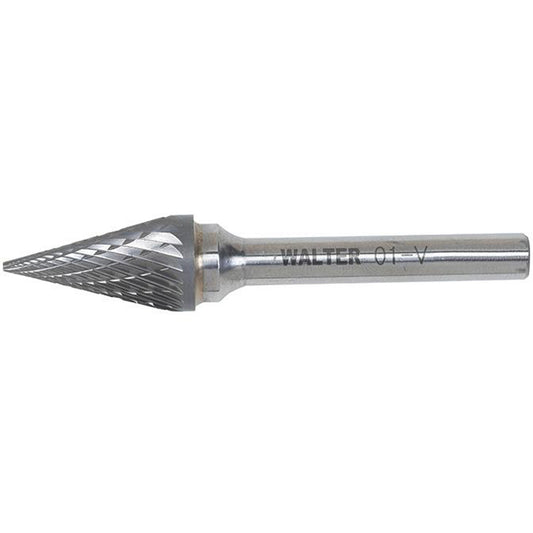 Double Cut Conical Carbide Burr, 1/2" Dia., 1/4" Shank, 7/8" Depth of Cut