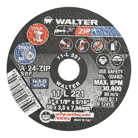 Portable Small Diameter Reinforced Cut-Off Wheels - Zip™, 2" x 1/16", 3/8" Arbor, Type 1, Aluminum Oxide, 31000 RPM