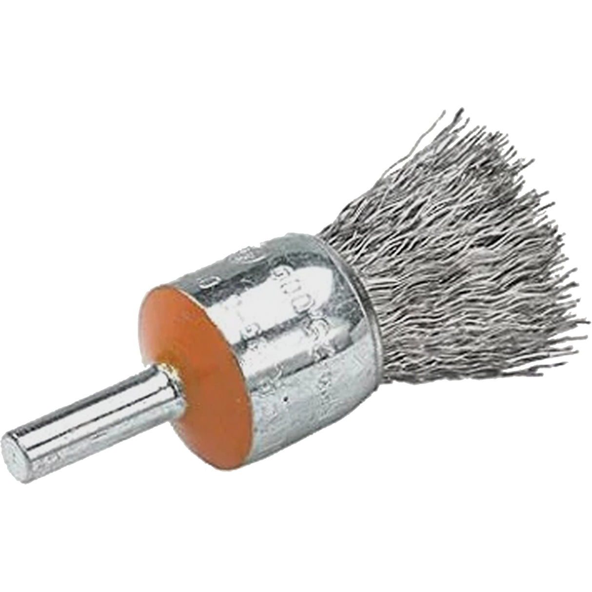 Mounted End Brush with Crimped Wires, 1/2", 0.02" Fill, 1/4" Shank