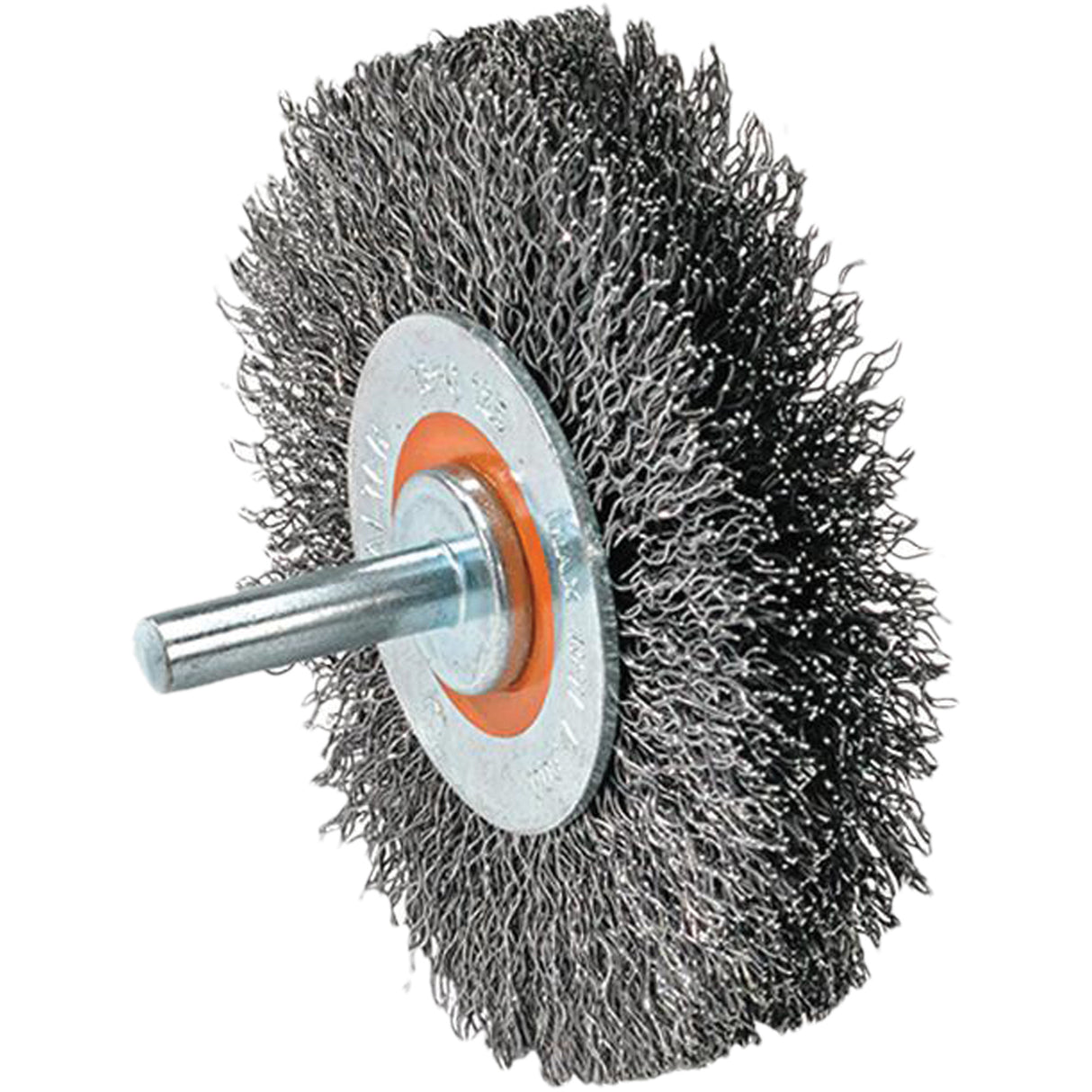 Mounted Wire Brush, 1-3/8" Dia., 0.008" Fill, 1-1/4" Arbor